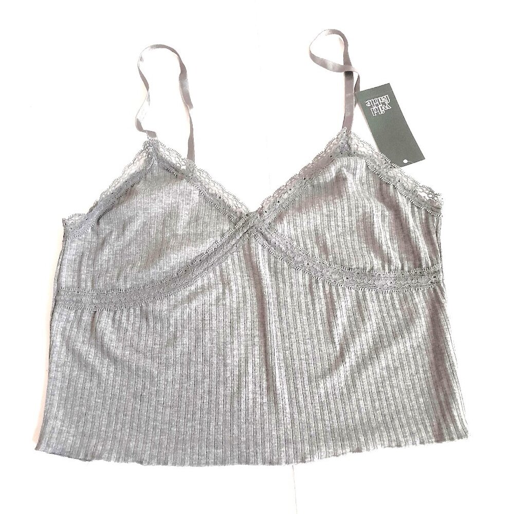 Wild Fable Women's Heather Gray Ribbed Spaghetti Strap Tank Top Size Large